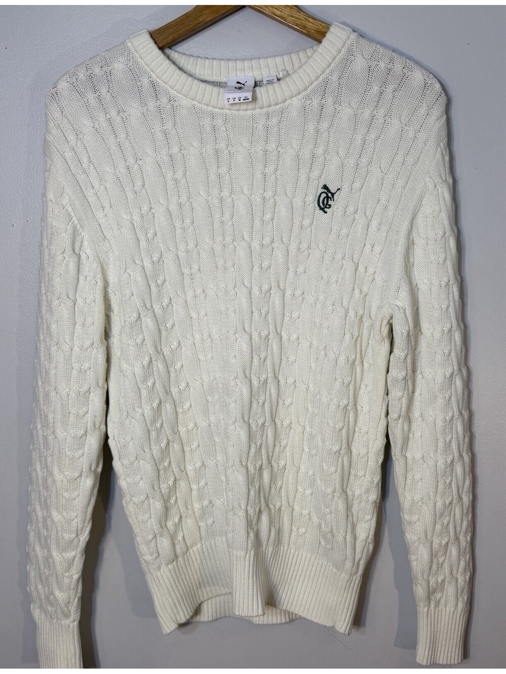 Puma X Quiet Golf Club Knit Sweater Men’s Small Off White Ivory Country Club EUC